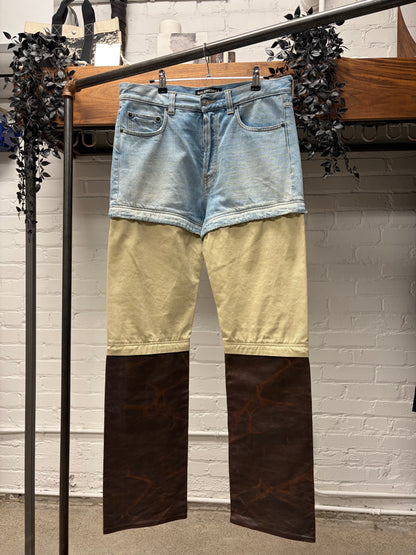 SS2018 Balenciaga Runway ‘Convertible’ 3/1 Zip Leather/Denim Pants