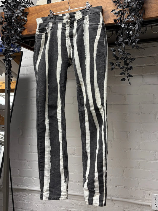 AW2010 Maison Margiela ‘Zebra’ Black/White Striped Skinny Jeans