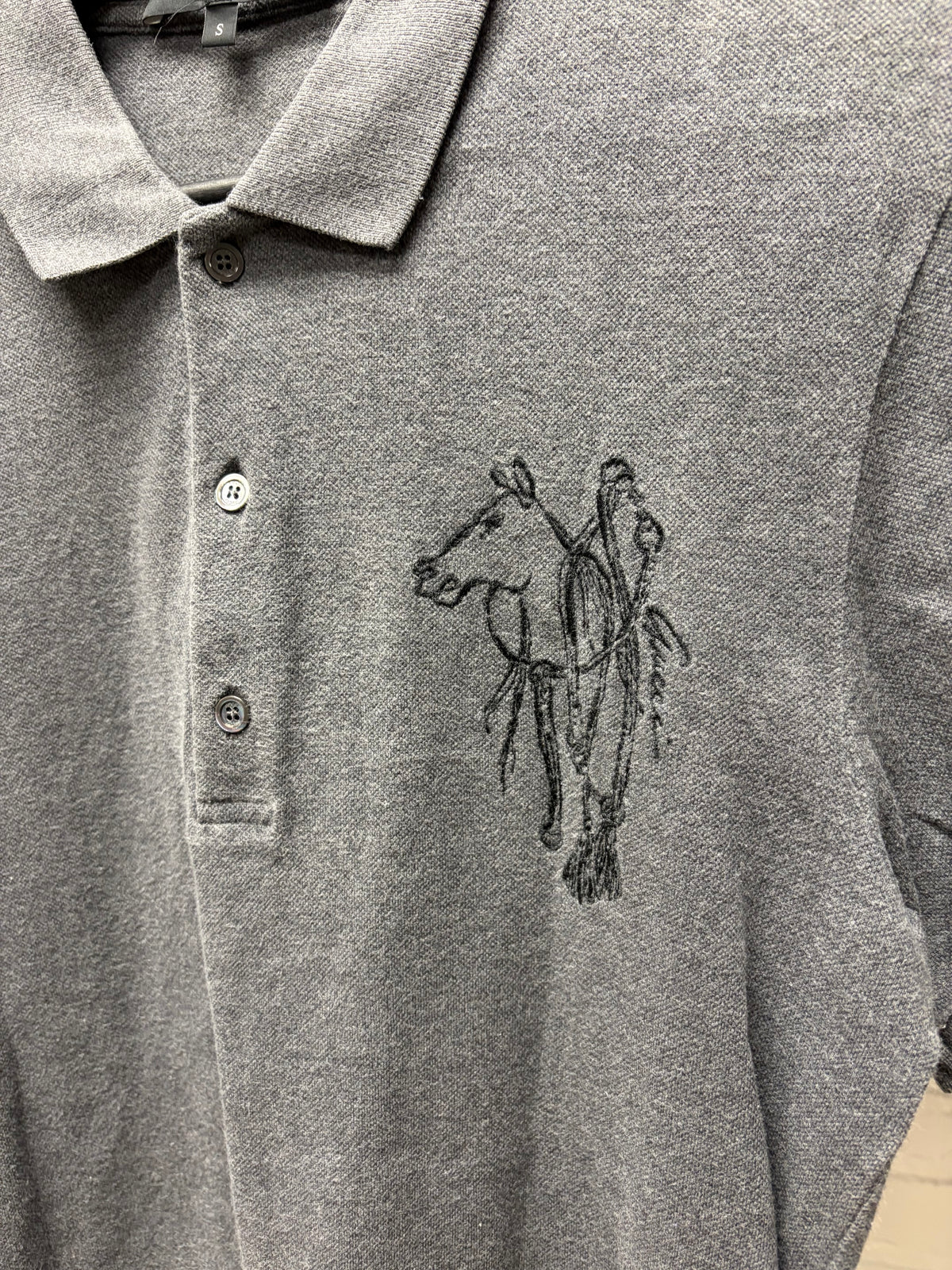 Gucci ‘Polo Horse’ Embroidered Logo Grey Cotton Polo