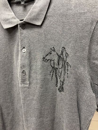 Gucci ‘Polo Horse’ Embroidered Logo Grey Cotton Polo
