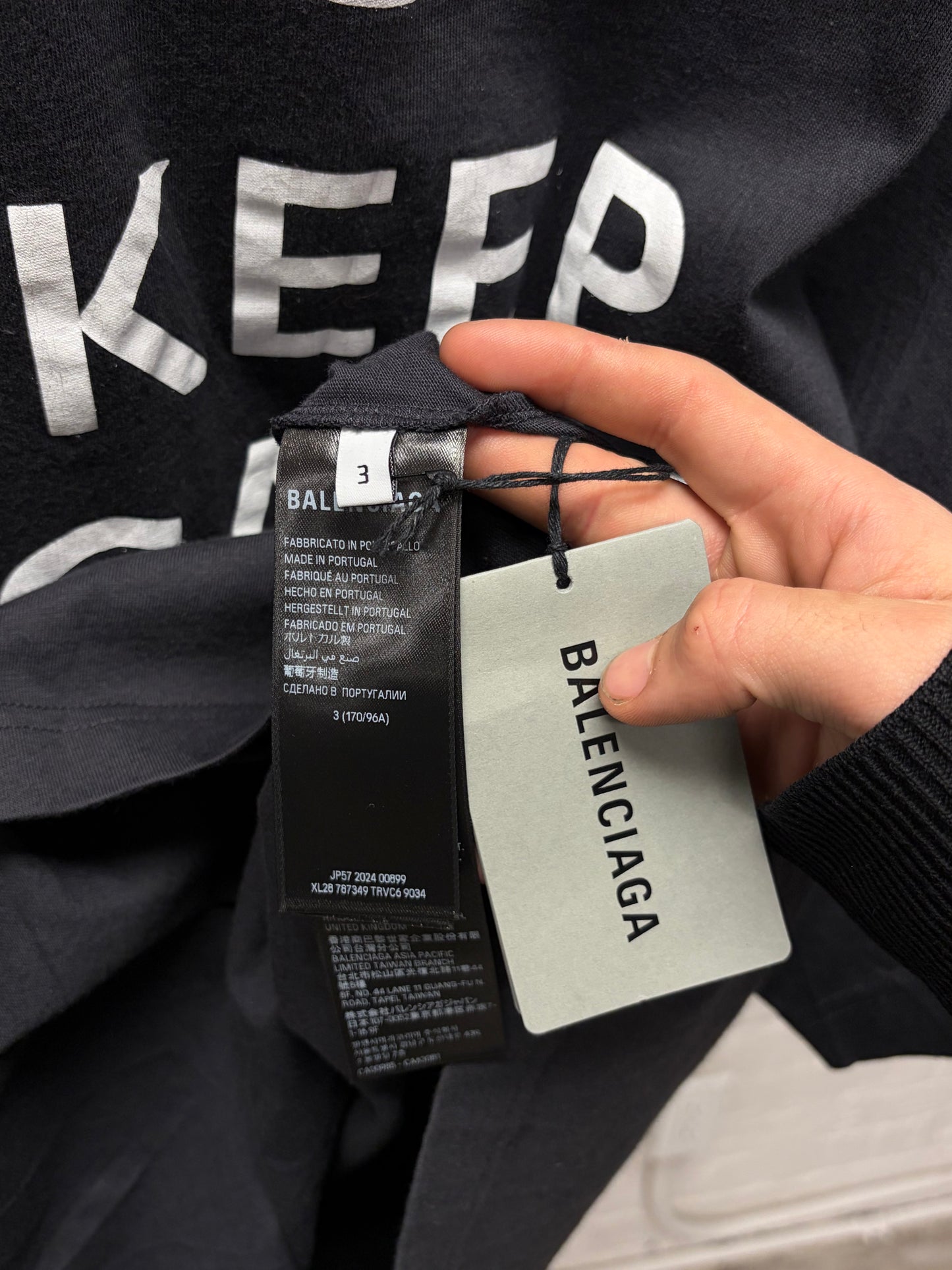 SS2025 Balenciaga ‘Keep Calm’ Parody Oversized Black Slogan T-Shirt