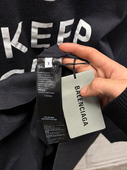 SS2025 Balenciaga ‘Keep Calm’ Parody Oversized Black Slogan T-Shirt