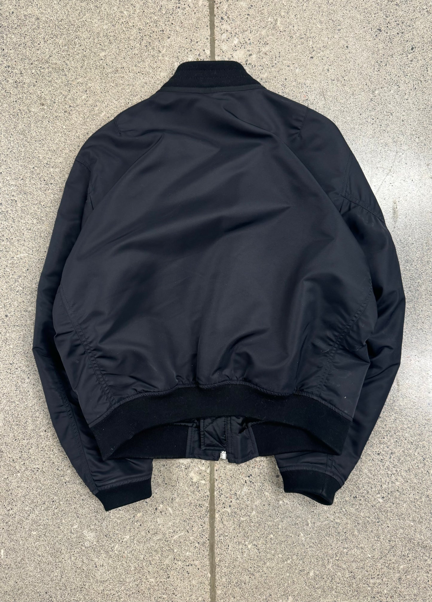 Burberry MA-1 Down Filled Black Nylon Bomber Jacket