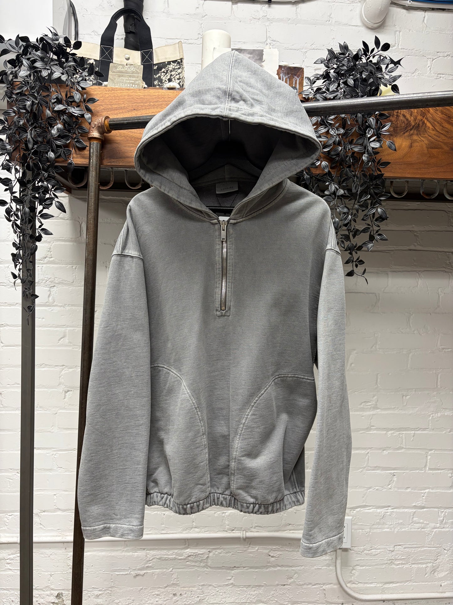 AW2021 Lemaire Quarter Zip ‘Stone Washed Grey’ Hoodie