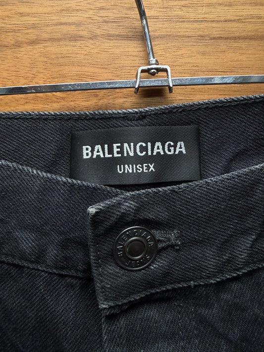 2022 Balenciaga Washed Black ‘Straight Cut’ Heelbite Denim