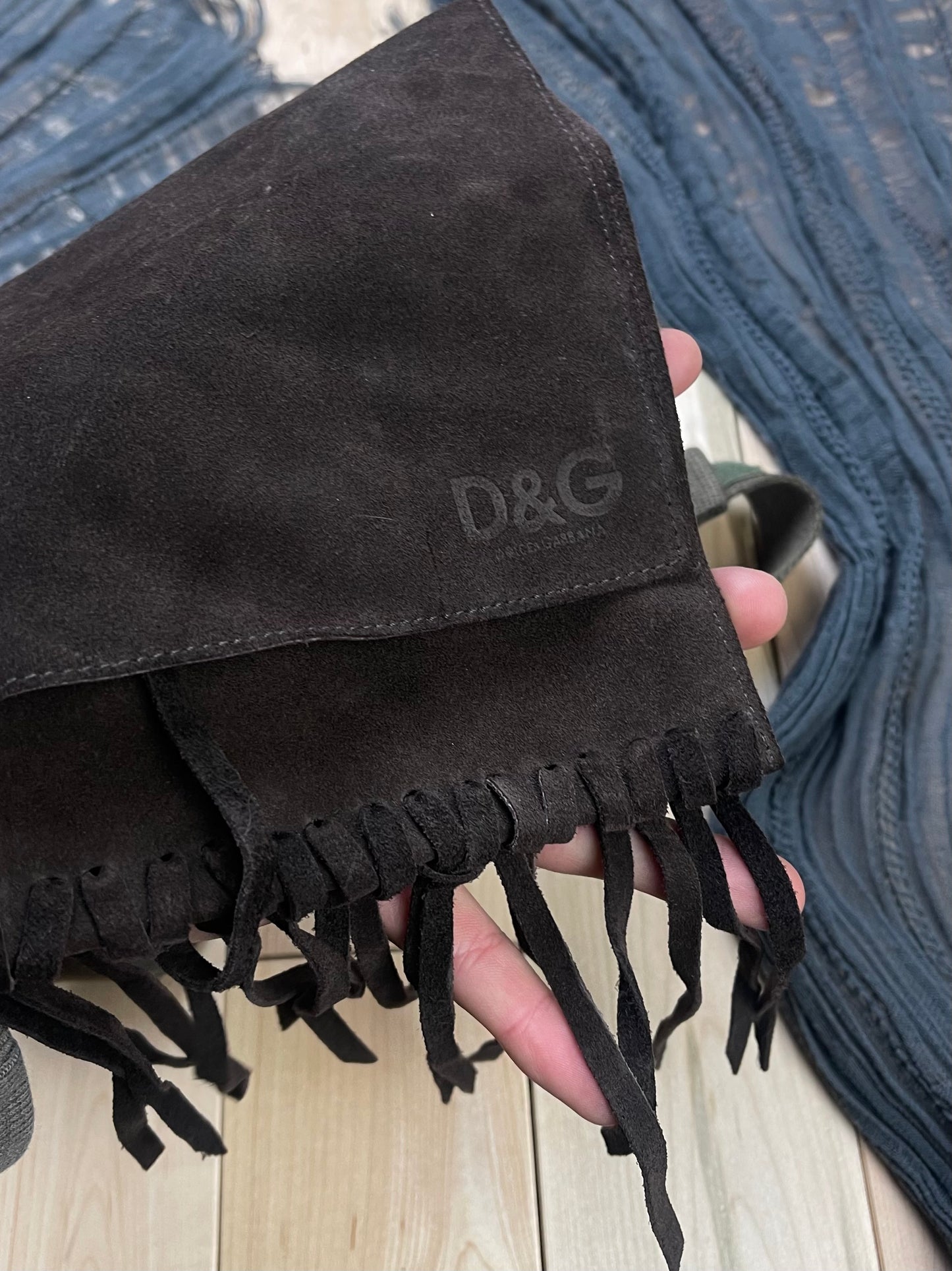 2000s Dolce & Gabbana Brown Suede Fringe Waist Bag