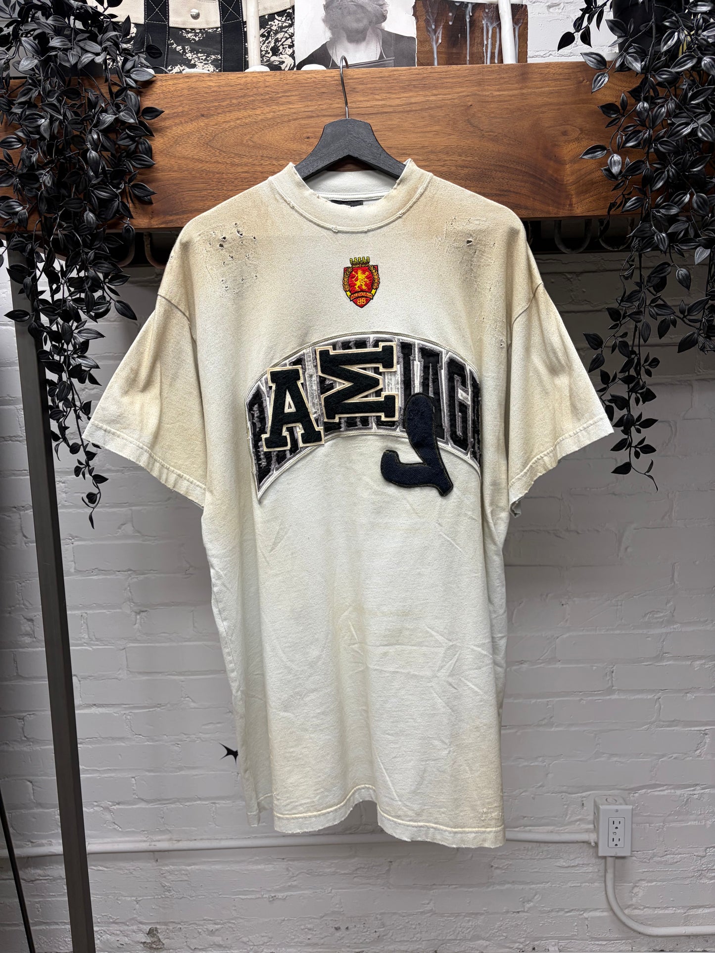 SS2023 Balenciaga ‘Skater’ Dirt Distressed Chenille Patch Logo Oversized T-Shirt