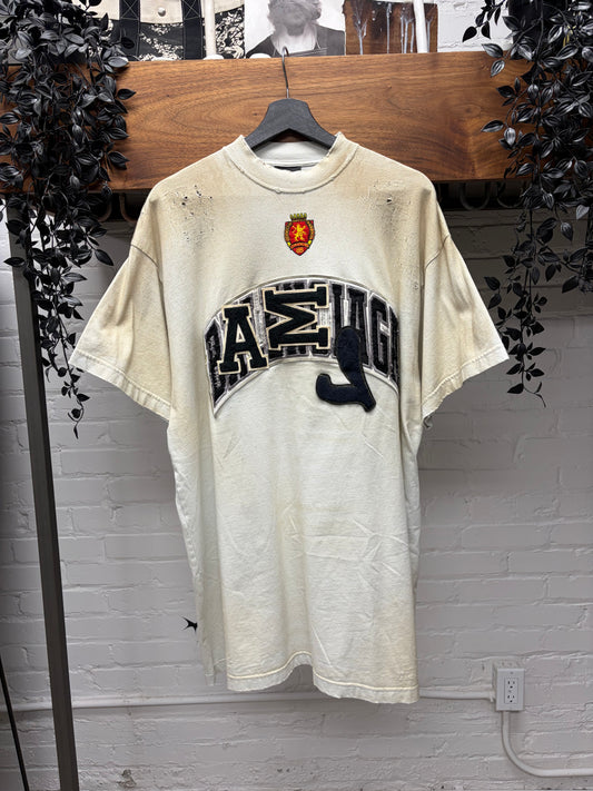 SS2023 Balenciaga ‘Skater’ Dirt Distressed Chenille Patch Logo Oversized T-Shirt