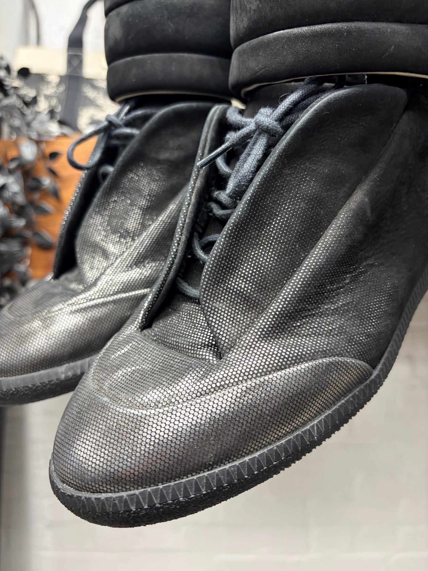 Maison Margiela Black/Silver Toe ‘Future’ Leather High Top Sneakers