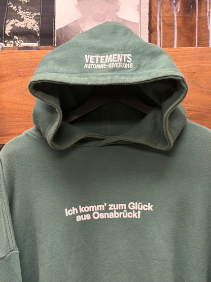 AW2018 Vetements ‘Tourist’ Green Slogan Pullover Hoodie