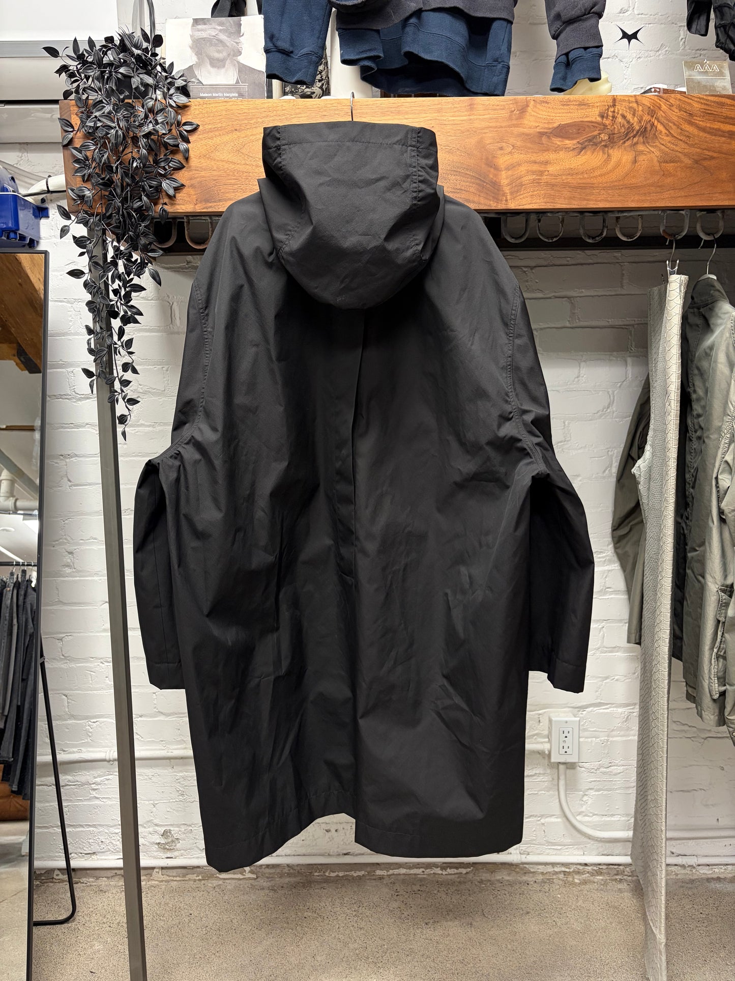 SS2023 Rick Owens ‘Edfu’ Black Shell Hooded Raincoat