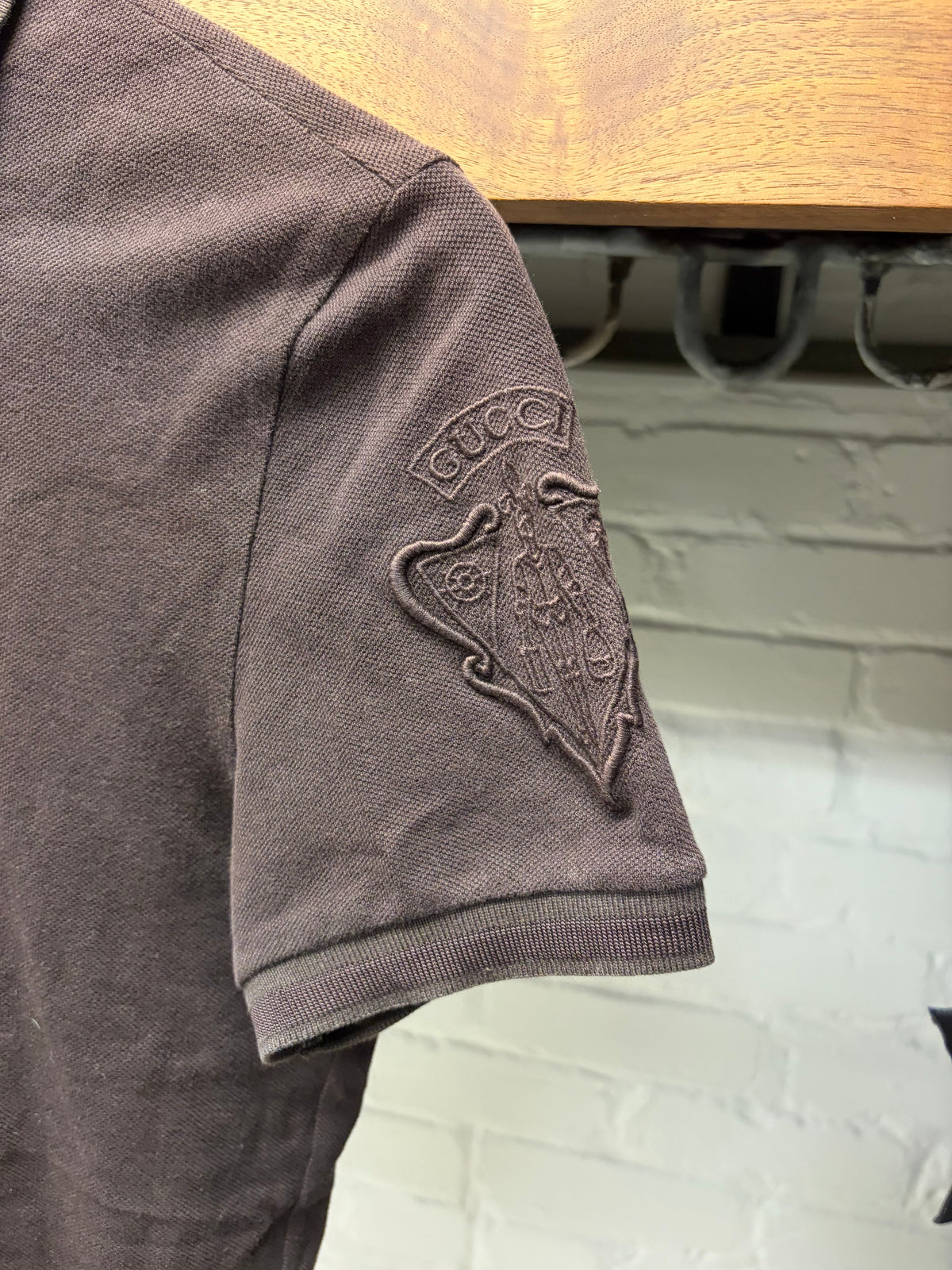 Gucci by Frida Giannini ‘Crest Logo’ Dark Brown Cotton Polo