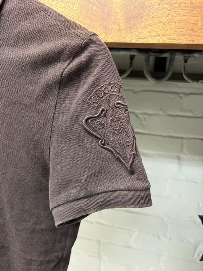 Gucci by Frida Giannini ‘Crest Logo’ Dark Brown Cotton Polo