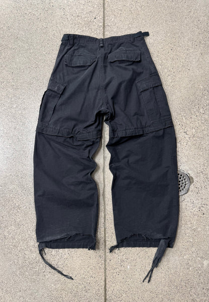 AW2023 Balenciaga Distressed Convertible Black Cargo Pants