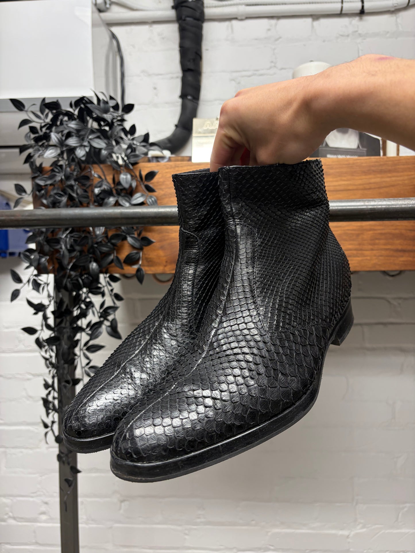 Helmut SS2002 Helmut Lang ‘Perch Skin’ Fish Leather Pointed Toe Boots