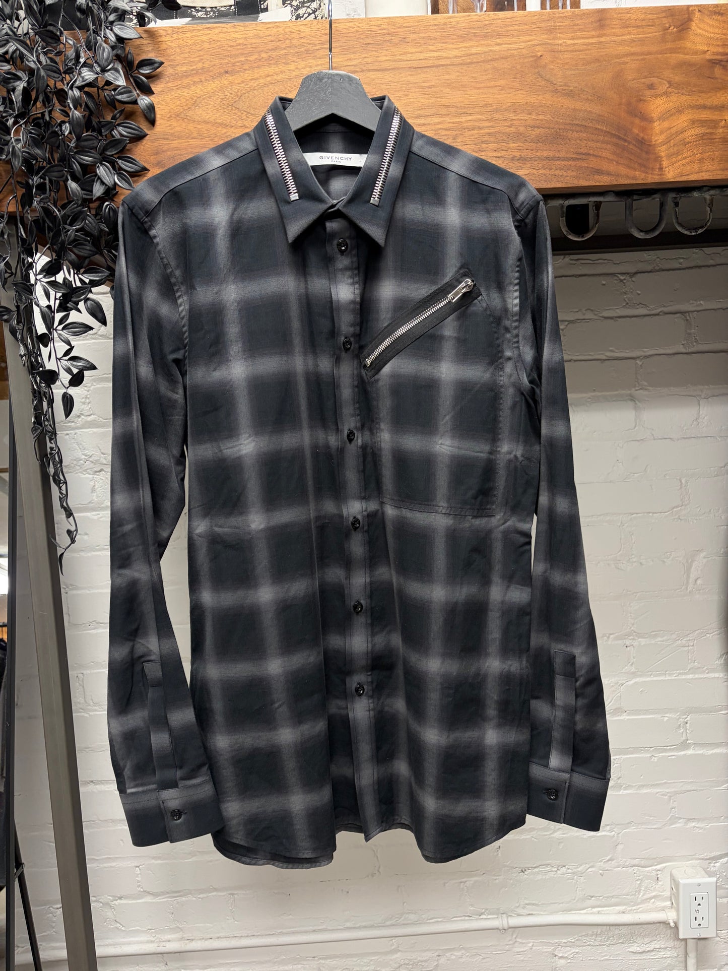 AW2017 Givenchy by Ricardo Tisci ‘Zip Collar’ Shadow Plaid Flannel Shirt