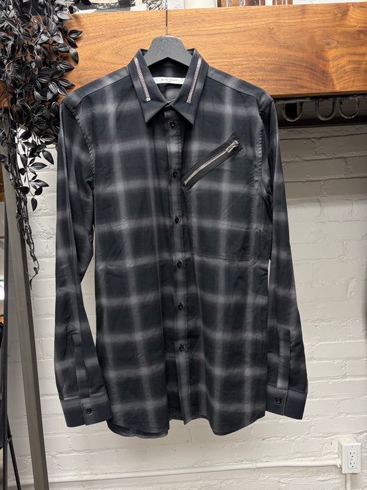 AW2017 Givenchy by Ricardo Tisci ‘Zip Collar’ Shadow Plaid Flannel Shirt