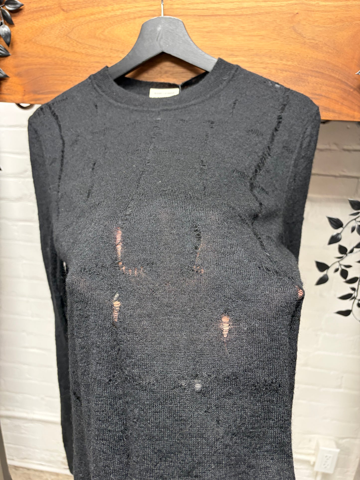 2016 Saint Laurent by Hedi Slimane Black Loose Gauge Knit Sweater