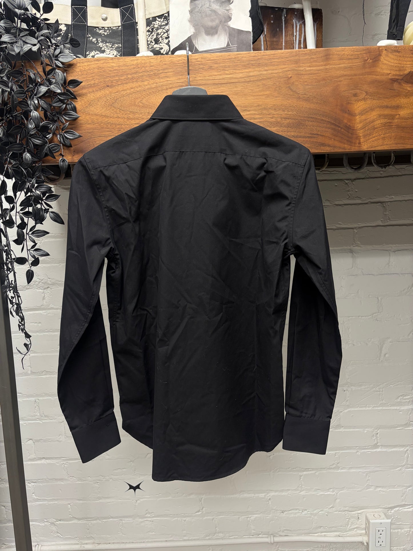 Saint Laurent ‘Staff Uniform’ Black Cotton Button Up T-Shirt