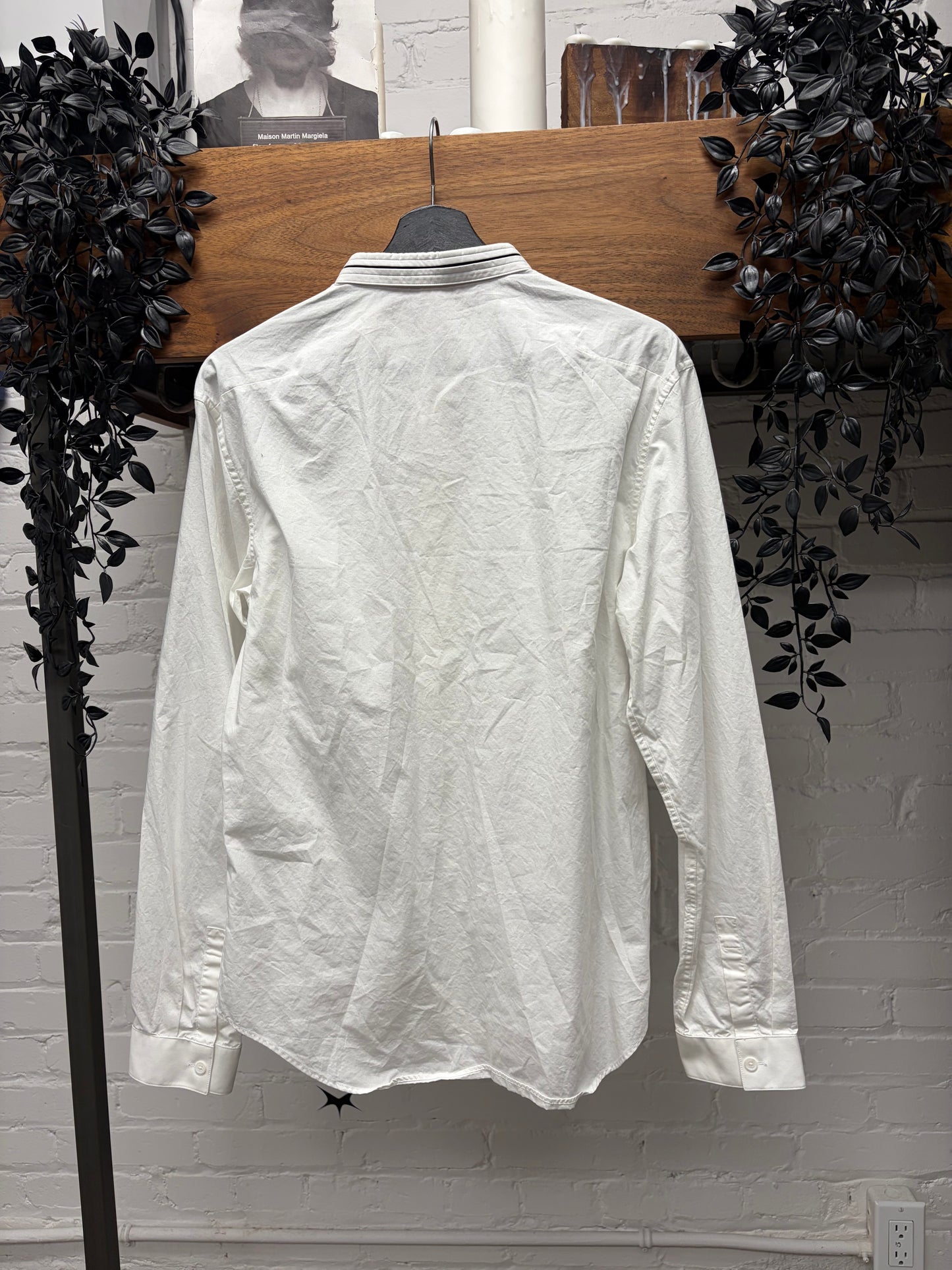 Dior Homme Striped Collar ‘French Button Up’ White Dress Shirt