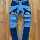 Spring Summer 2014 ‘HBA’ Logo Panelled Blue Patchwork Denim