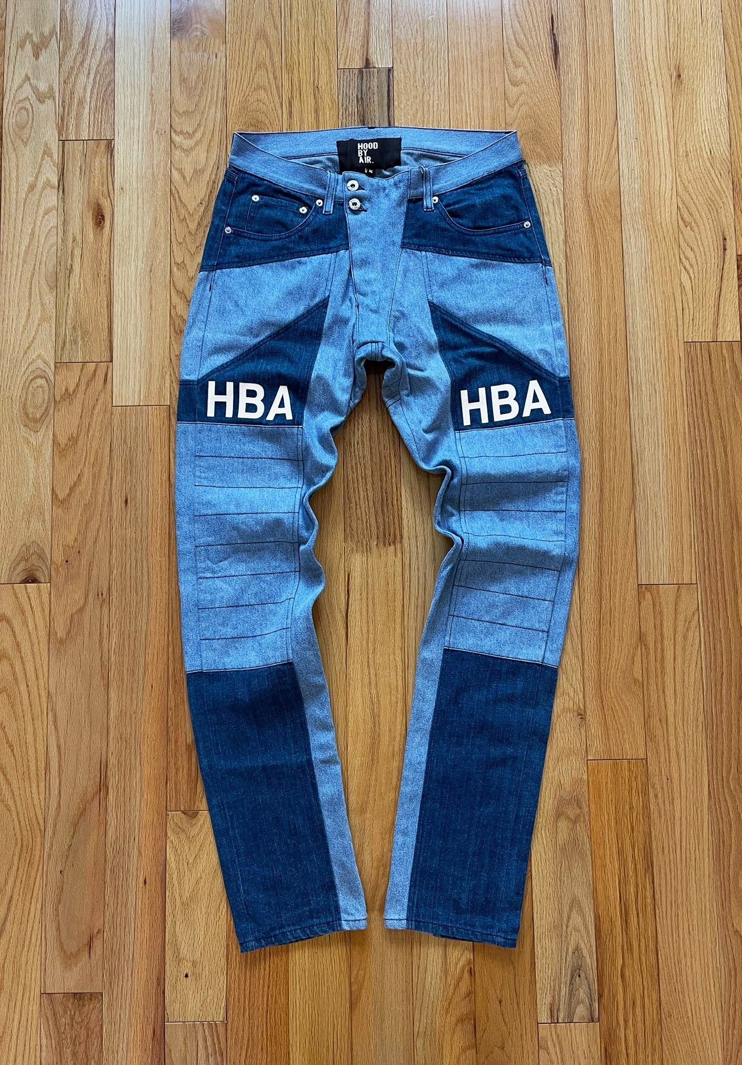 Spring Summer 2014 ‘HBA’ Logo Panelled Blue Patchwork Denim