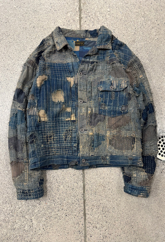 SS2024 Kapital ‘Boro’ Repaired Blue Denim Trucker Jacket