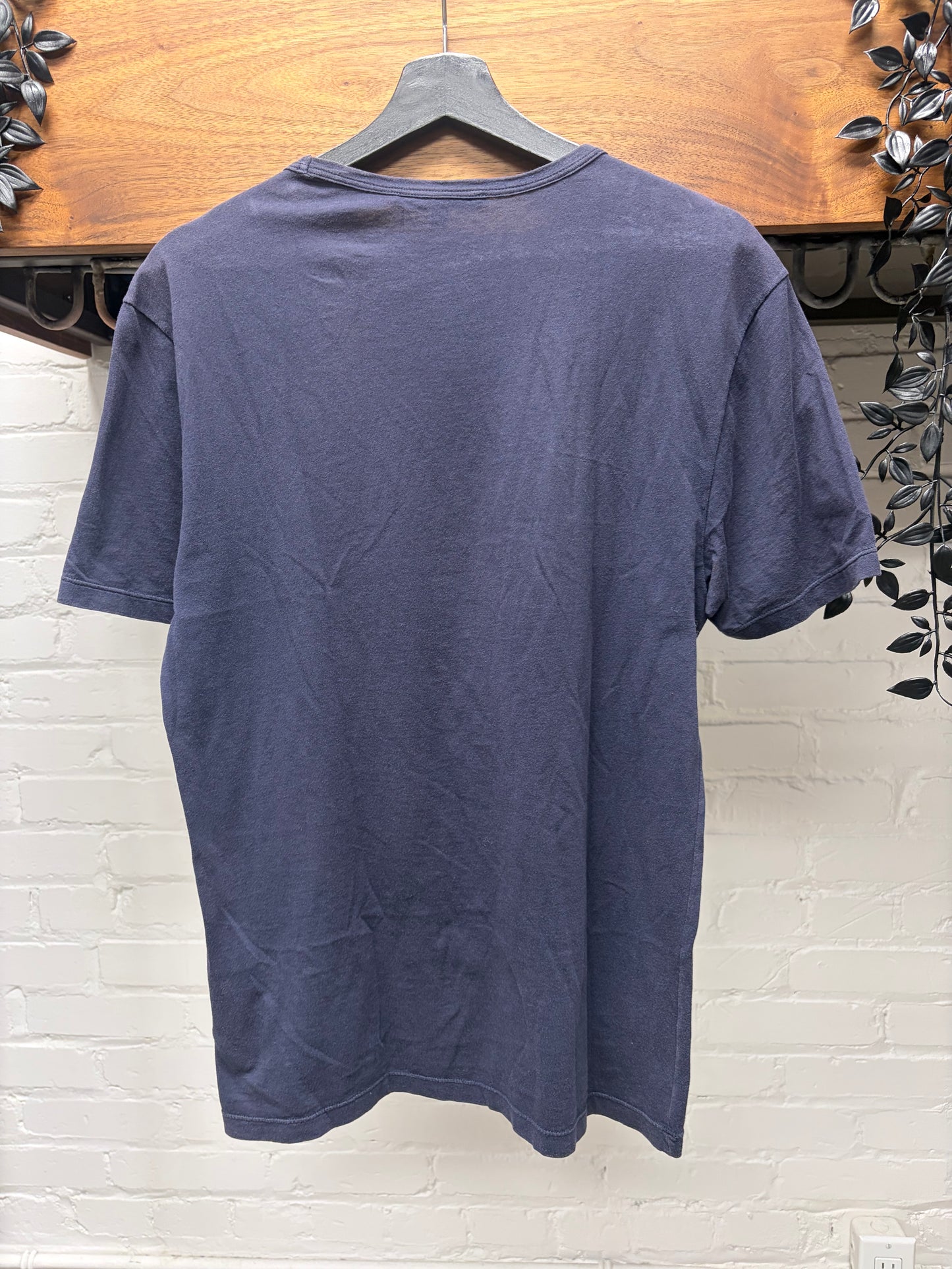 2000s Gucci Cursive Script Logo Blue Graphic T-Shirt