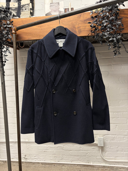 AW2004 Issey Miyake ‘Argyle Pattern’ Cutout Wool Double Breasted Coat
