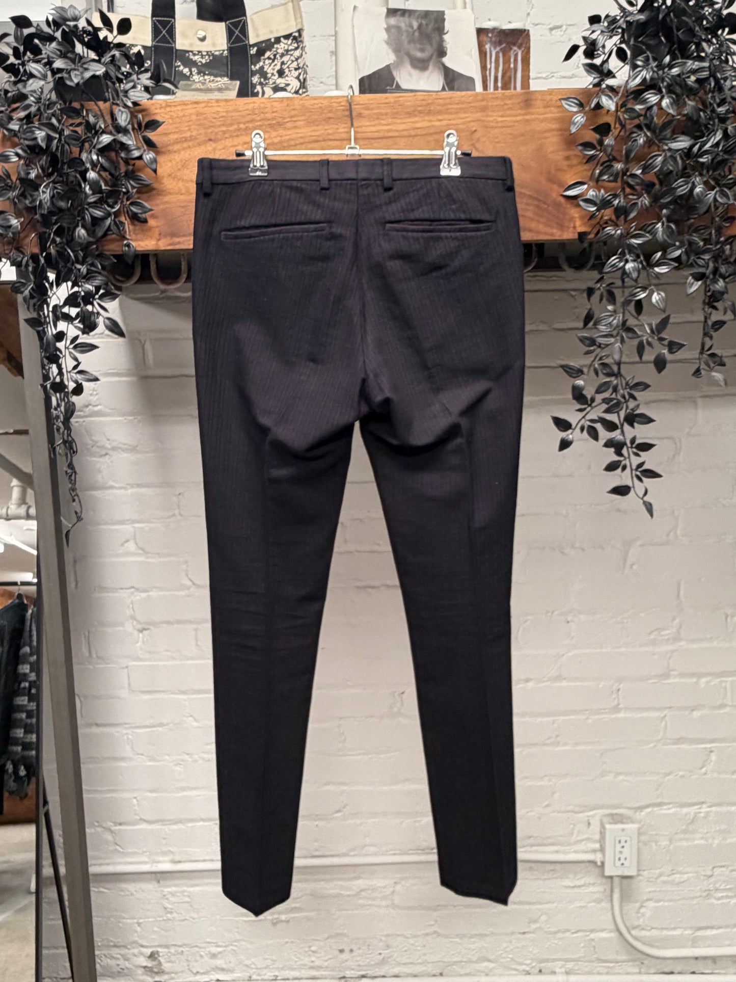 Dries Van Noten Pinstripe Pleated Slim Cut Trousers