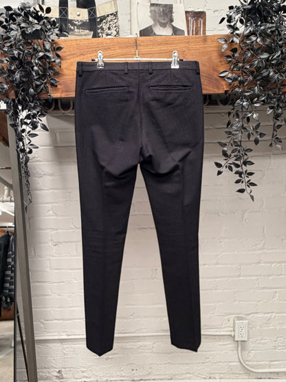 Dries Van Noten Pinstripe Pleated Slim Cut Trousers