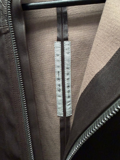 SS2025 Rick Owens ‘Hollywood’ Mahogany Red Raw Lambskin Leather ‘Gary’ Jacket