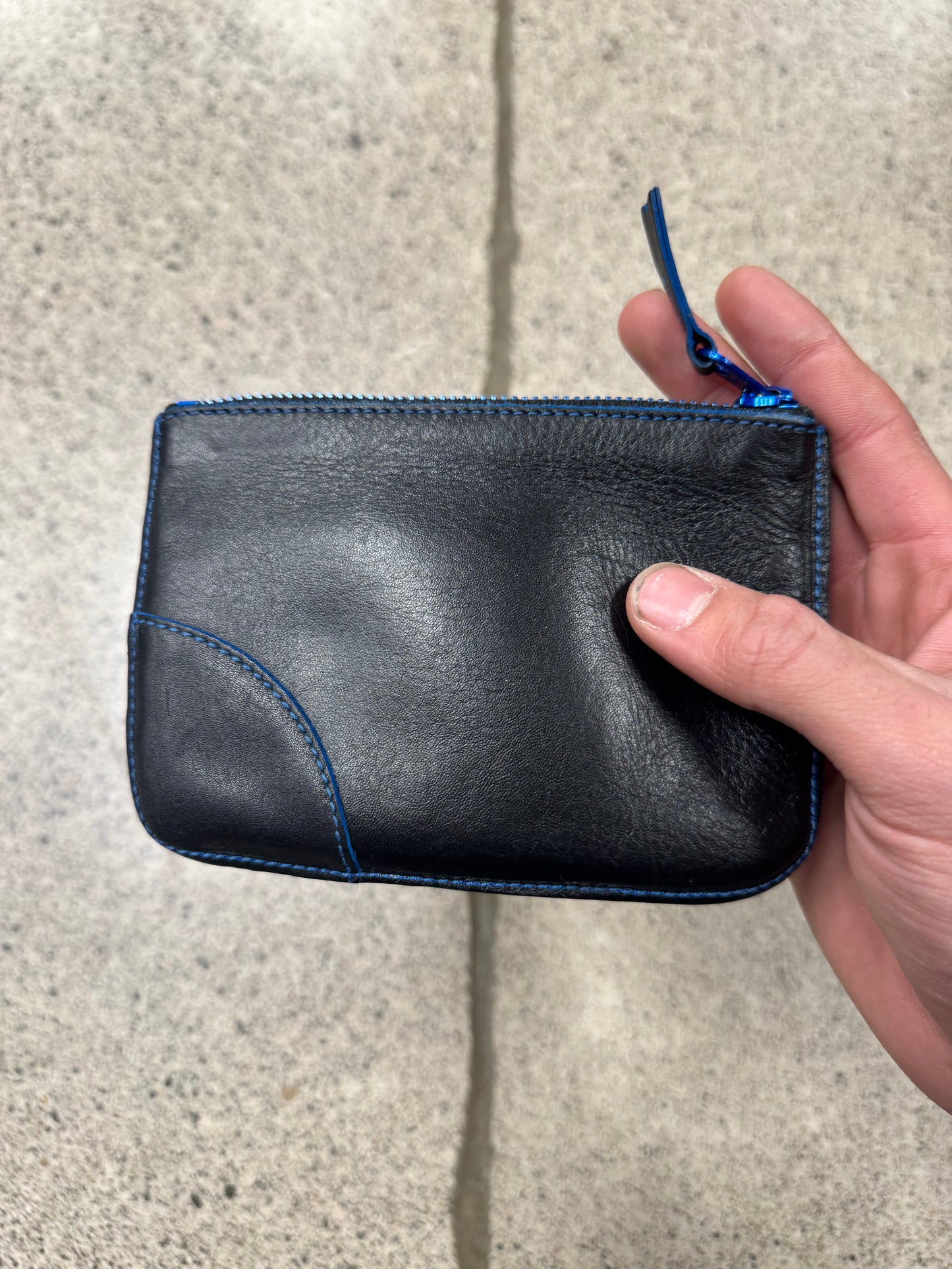 Comme Des Garçons Black/Blue Leather Zip Wallet