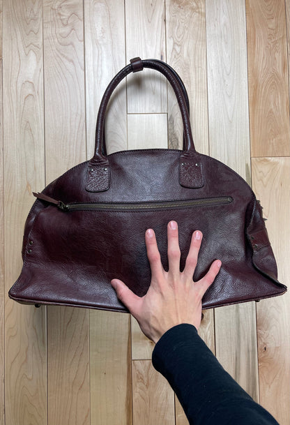 Issey Miyake Ox Blood Red Top Handle Leather Purse