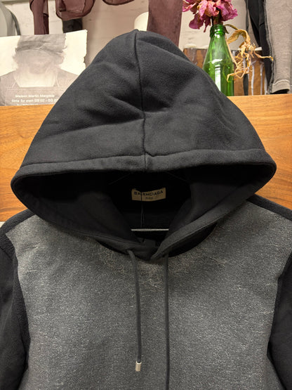 Balenciaga Panelled Upper Half Black/Grey Cotton Drawstring Pullover Hoodie