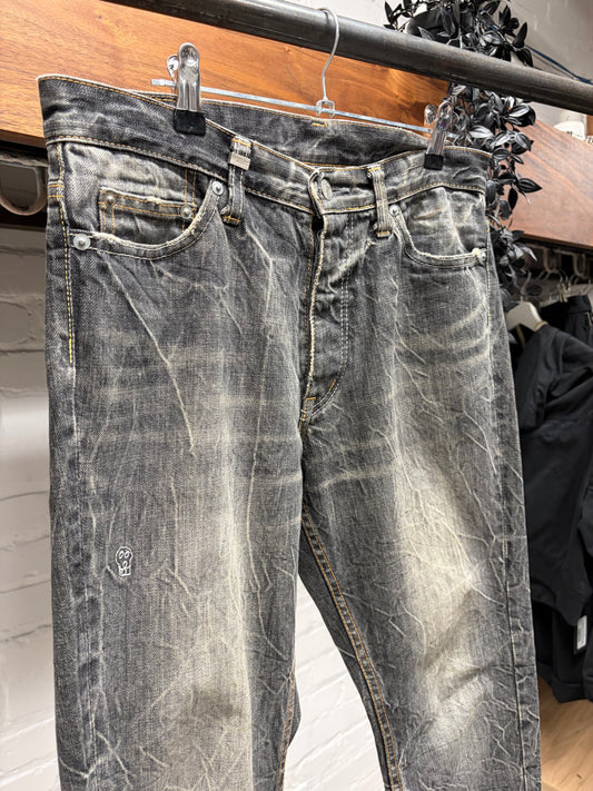 2000s Hysteric Glamour ‘Kinky’ Washed Grey Skinny Jeans