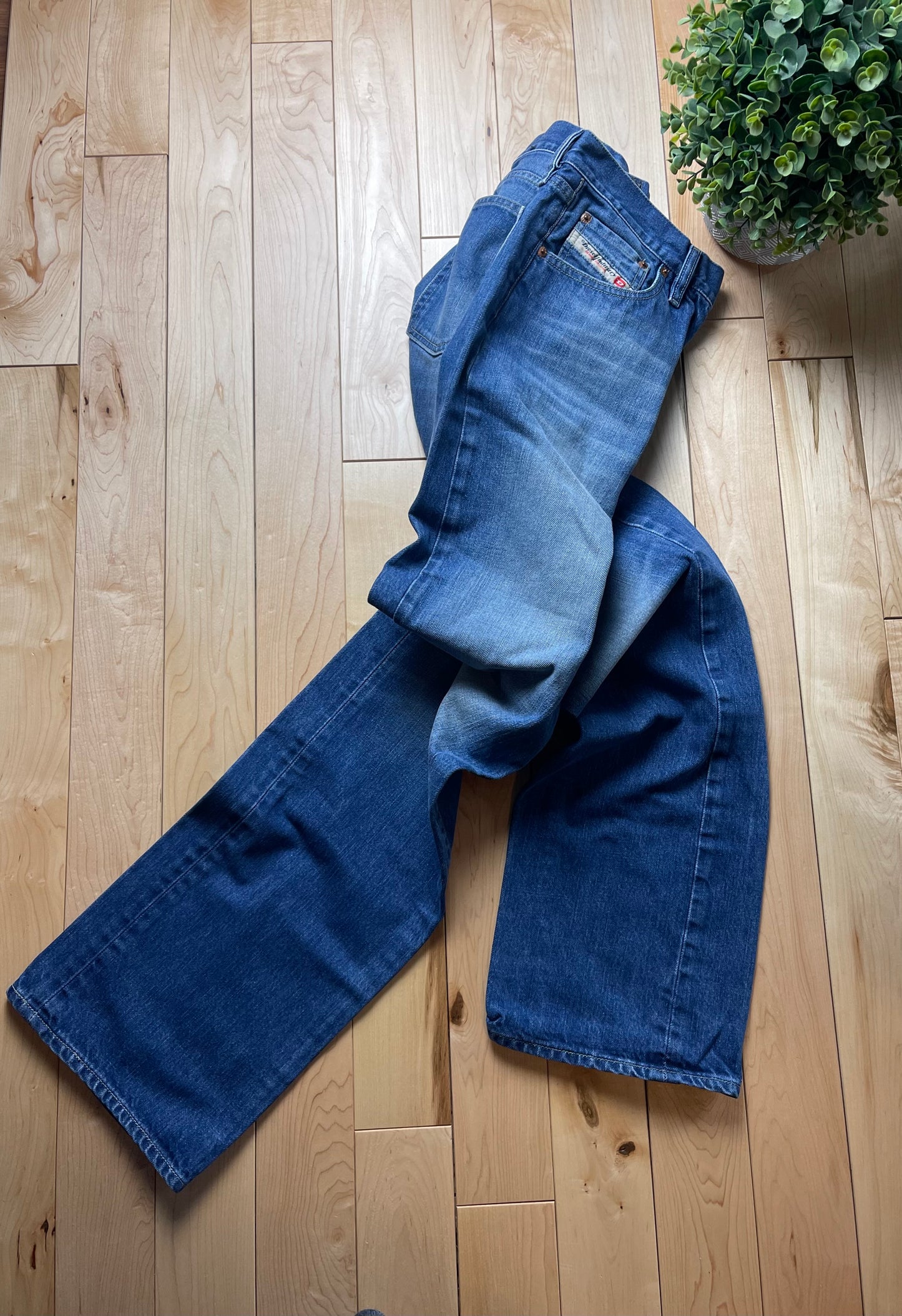 Diesel Washed Blue Bootcut Wide Leg Denim