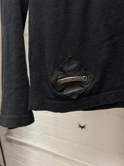 Chrome Hearts ‘Leather Plus Cross Patch’ Black Long Sleeve Shirt