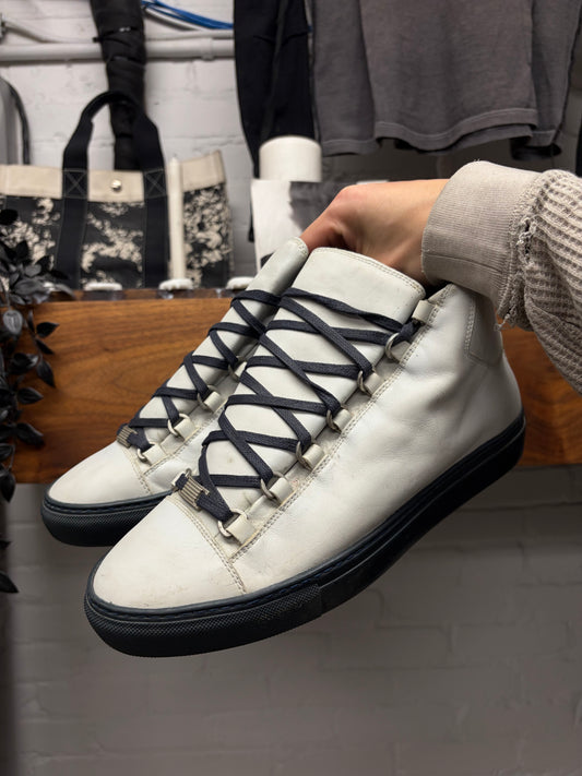 Balenciaga ‘Arena’ White Leather High Too Sneakers