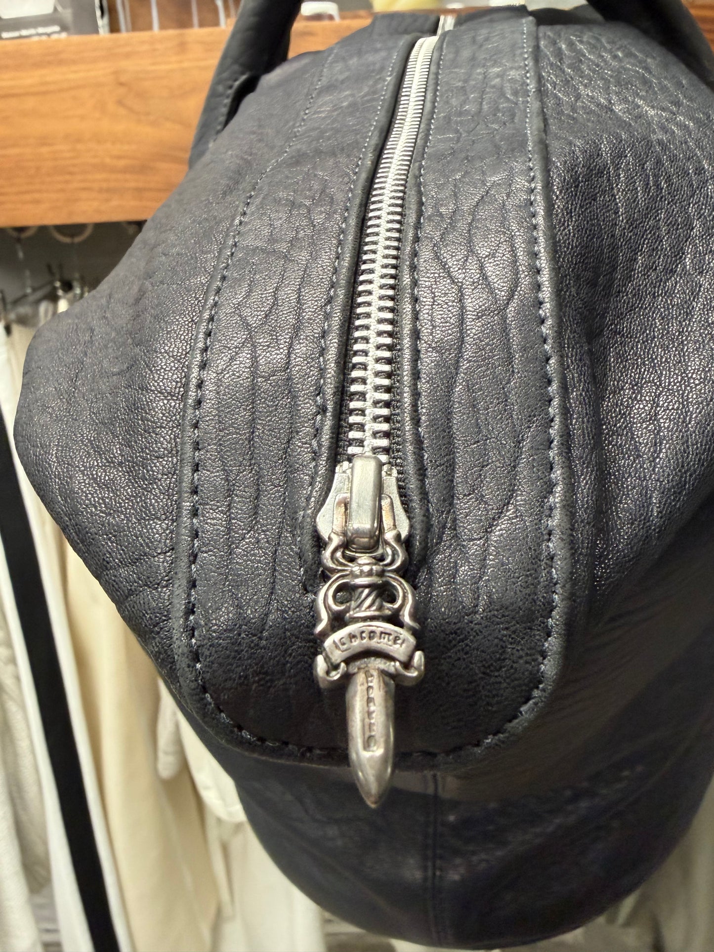 Chrome Hearts ‘Massive Dagger’ 925 Silver / Black Leather Duffle Bag