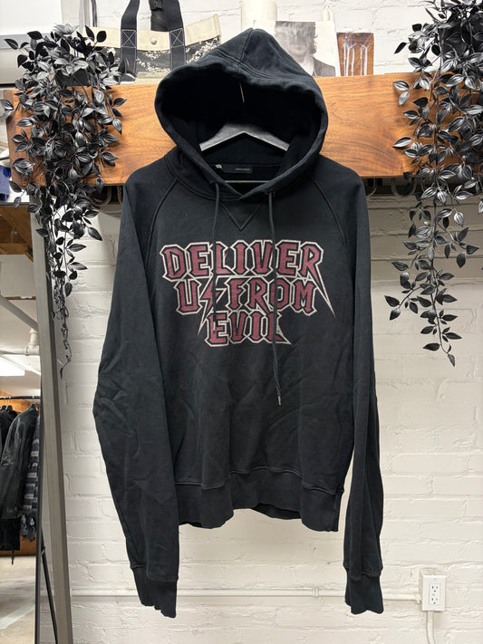 Dsquared2 ‘Deliver Us From Evil’ Metal Logo Black Pullover Hoodie
