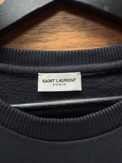2018 Saint Laurent ‘Western Logo’ Black Crewneck Sweatshirt