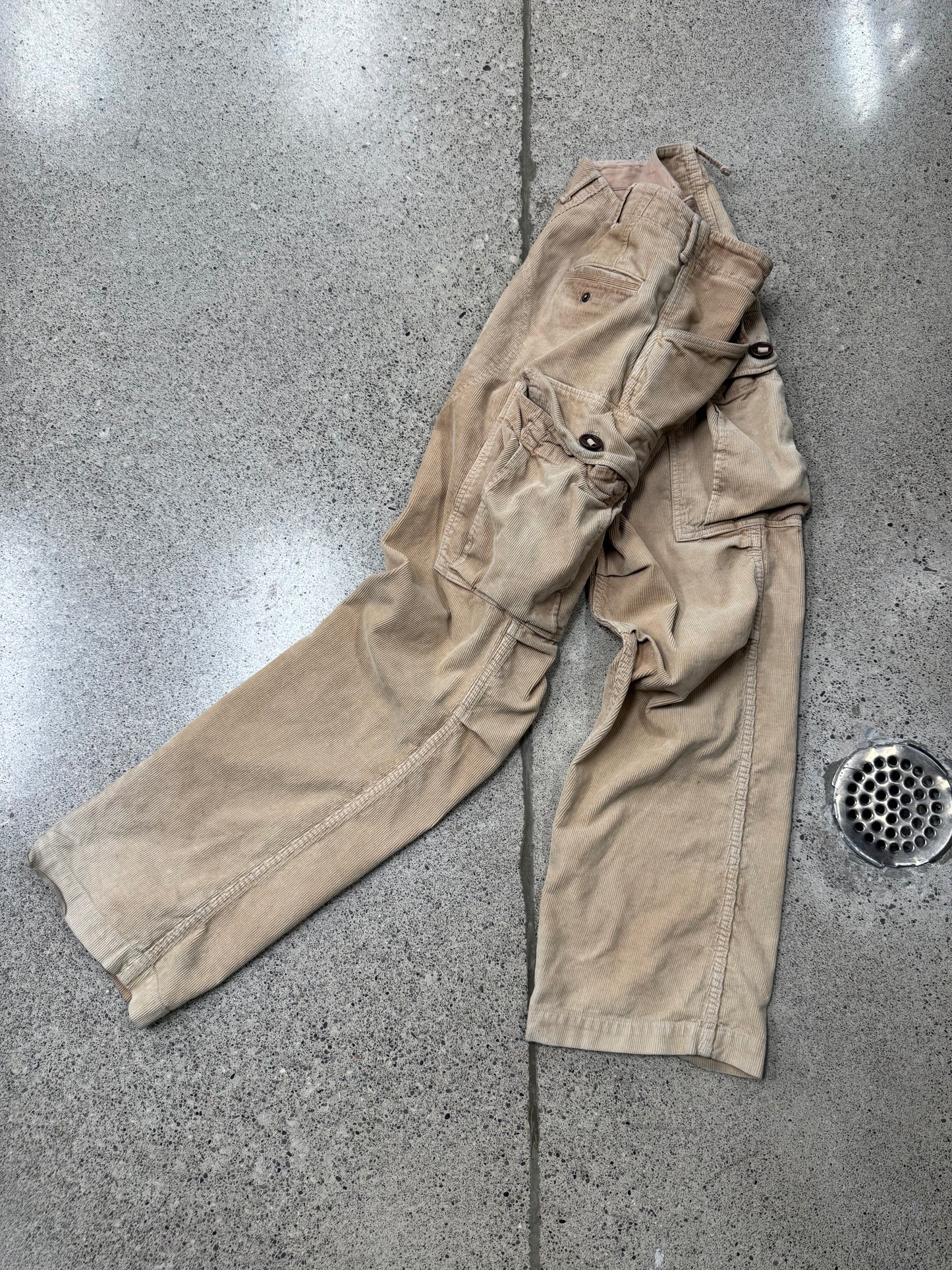 Kapital Wide Leg Corduroy Cargo Pants