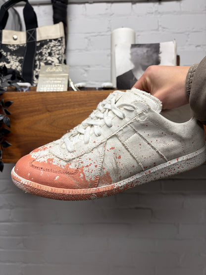 Maison Margiela Paint Splatter White/Red Low Top Sneakers