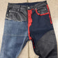 Rick Owens DRKSHDW Red/Black Waxed ‘Detroit’ Cut Hybrid Denim