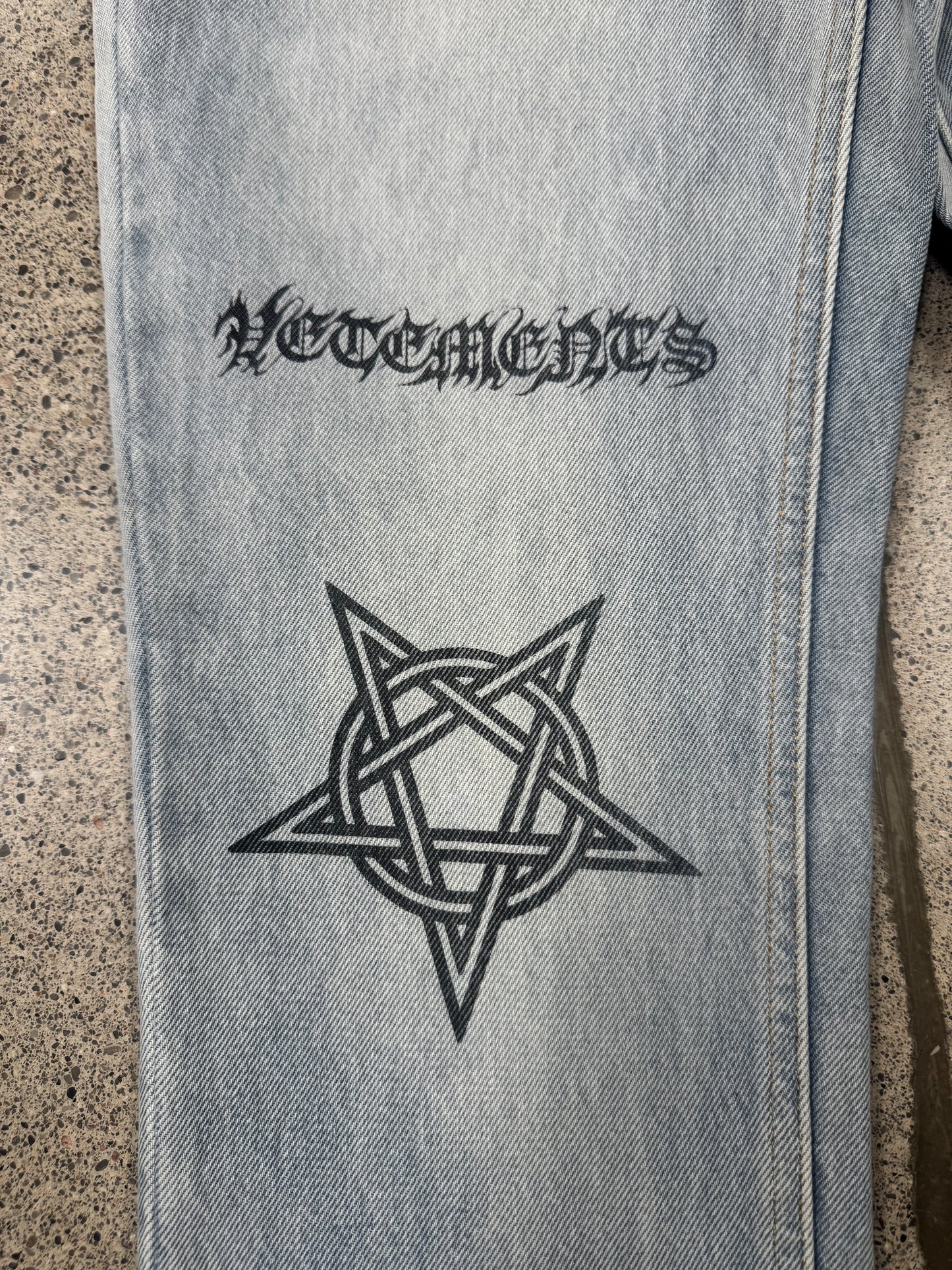 Vetements ‘Tattoo’ Light Wash Blue Denim