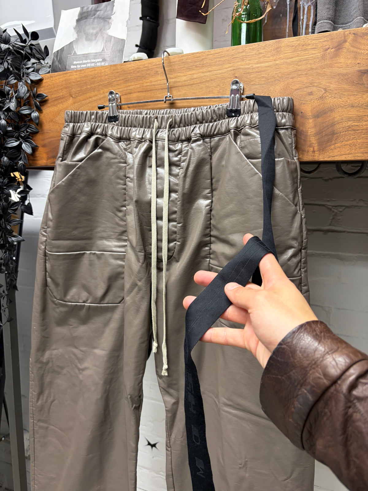 Rick Owens DRKSHDW Glossy 'Dust' Drop Crotch Heavy Drawstring Pants