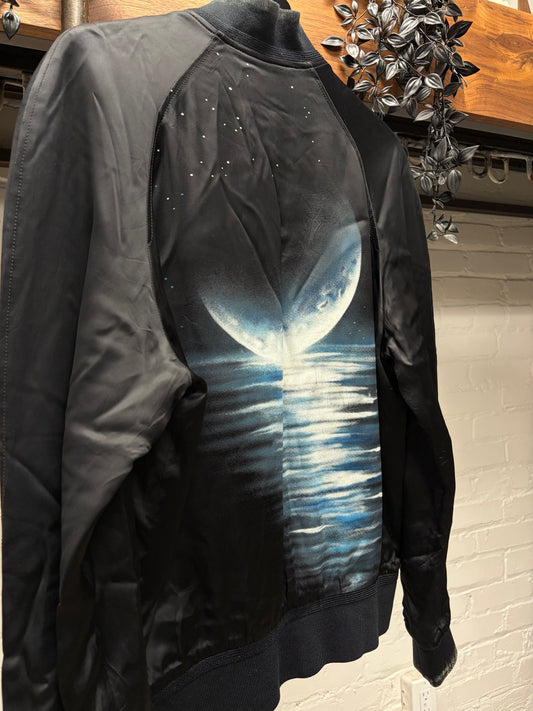 AW2016 Saint Laurent by Hedi Slimane ‘Moonlight on the Water’ Silk Bomber Jacket
