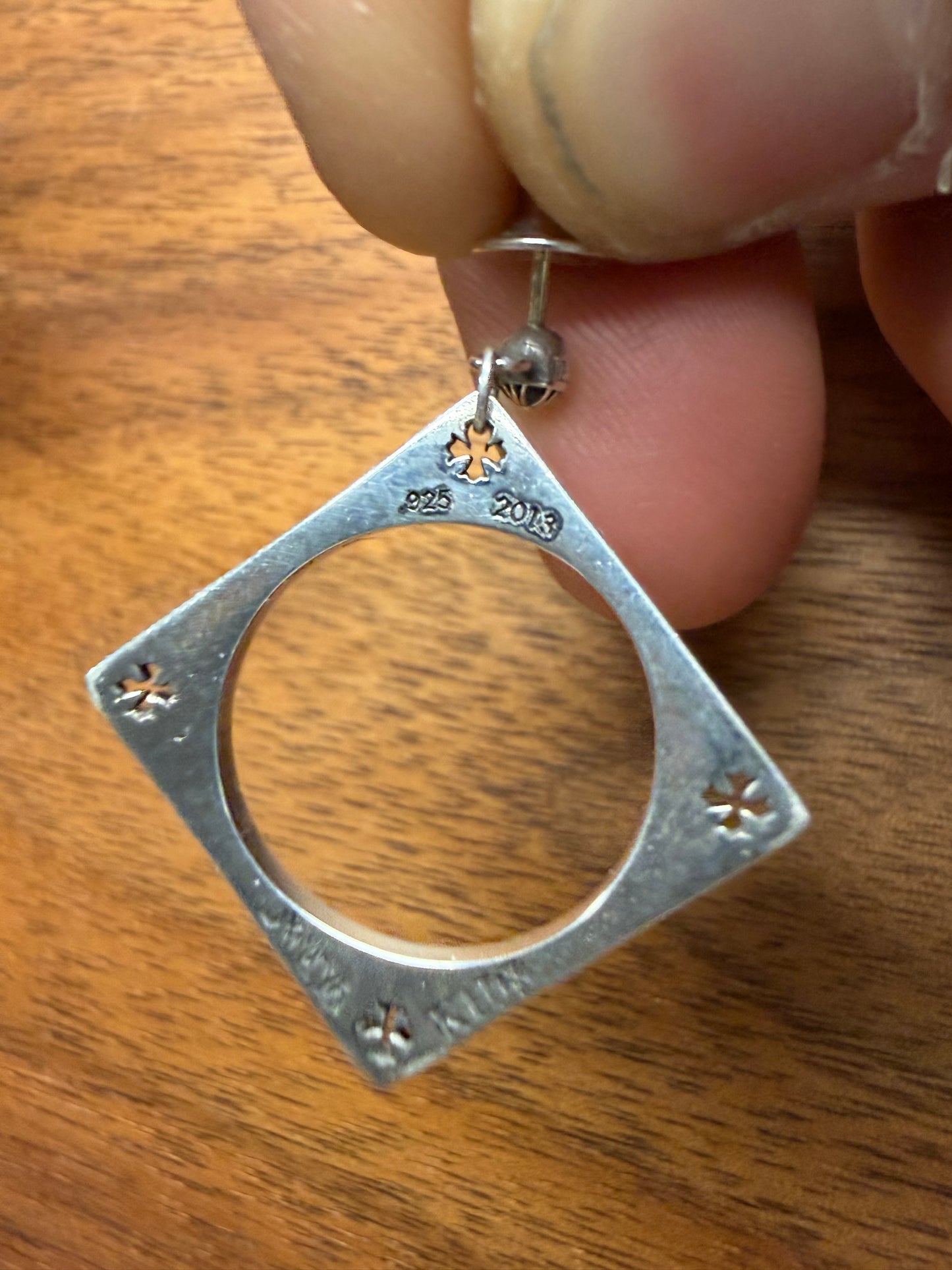 2013 Chrome Hearts x Kate Hudson 925 Silver ‘Square Cutout’ Plus Cross Earring