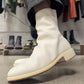 Guidi ‘788Z’ Back Zip Cream Calfskin Leather Mid-Cut Boots